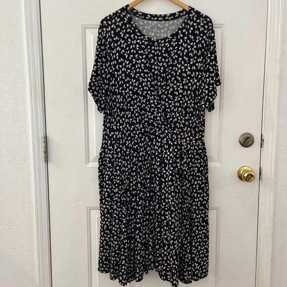 Torrid Woman's Plus-Size Black Floral Super-Soft Knit Skater Midi Dress Sz 22/24 - Picture 1 of 7